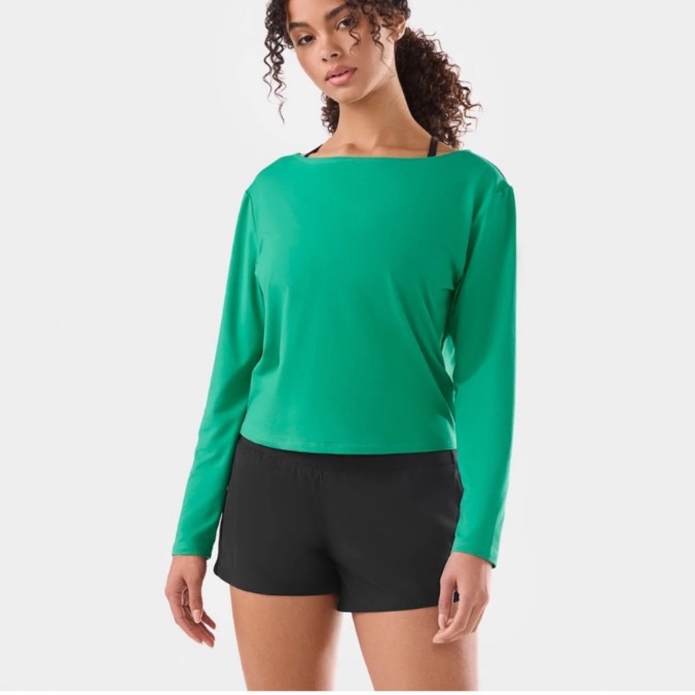 TAVI Brushed Tech Knit Long Sleeve Spring Green Stretch Tee Lrg NWT